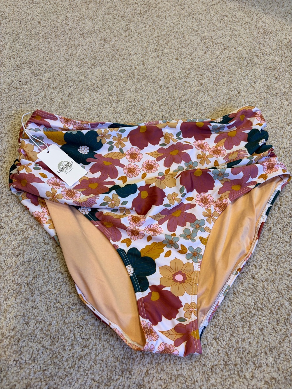 Livy & Kate High Waisted Ruched Swim Bottoms Women's Size XL